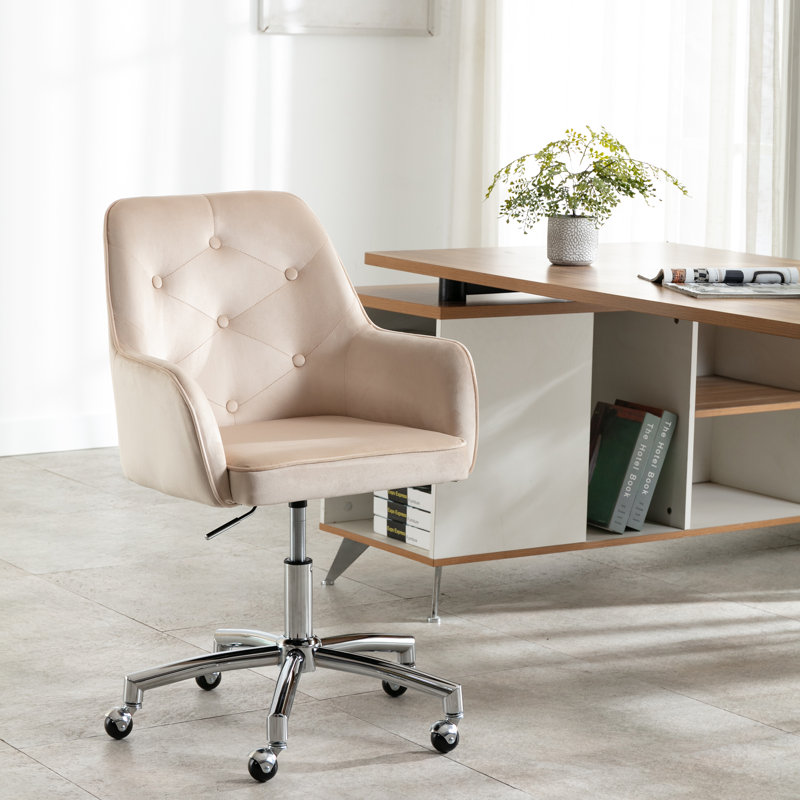 Everly Quinn Velvet Office Task Chair Blue & Reviews Wayfair.ca